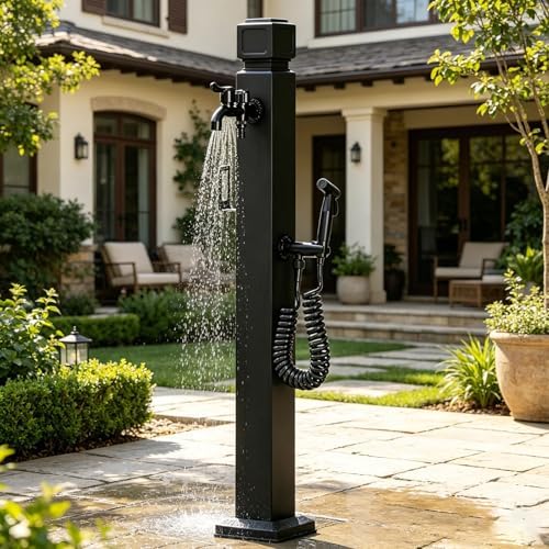 Freestanding Water Column with Faucet Hose Stand Garden Tap Post Stainless Steel Double Outlet Decorative Water Feature Vertical Pillar, Backyard Yard Hydrant(Style 5,Height: 80cm/31.5in) by Gaommini