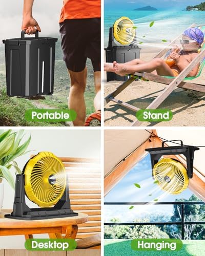 Ausic Portable Misting Fan, 9L 10-inch Outdoor Mist Fans for Outside Patios Cooling, 20000mAh Rechargeable Battery Fan with Water Box, 3 Strong Winds, 3 Spray Mister, Camping/Beach Summer Essentials - Image 5