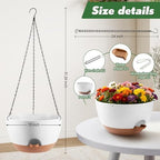 13-inch Oversized Hanging Planter Set of Two,Planters for Indoor and Outdoor Plants.Place Plant pots Across Diverse Settings Including windowsills,Living Room,and Gardens.White-Brown - Image 3