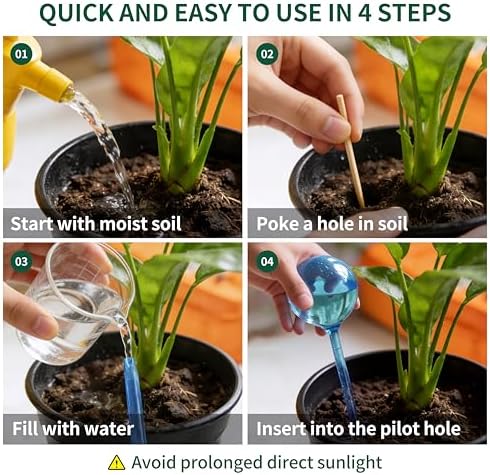 Soilagua 12-Pack Plastic Plant Watering Globes, Premium PVC Shatter-Resistant Plant Waterer, Tapered Opening Self Watering Planter Insert, Automatic Watering Spikes for Daily & Vacation Plants Care - Image 5