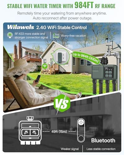 WiFi Water Timer for Garden Hose, Sprinkler Timer 4 Zone, Smart Hose Water with WiFi Irrigation Controller,Voice Control RF433 Automatic Irrigation System/Rain Delay/Manual Watering D34WT06 - Image 2
