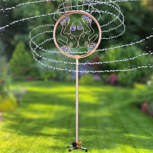 34" Tall Copper-Coated Stainless Steel Garden Sprinkler, 360° Rotating Decorative Ornamental Sprinkler for Lawn, Yard & Landscape Watering (Frog) by Unknown