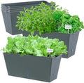 Window Box Planter 6 Pcs, 16.5 Inches Self Watering Rectangle Flower Plant Pots with Drainage Holes Trays, Vegetable Planters for Windowsill Patio Garden Balcony Porch Yard (Dark Green) by Oliz