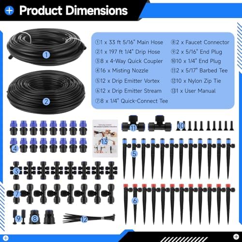 230FT Quick-Connect Drip Irrigation System Kit, Automatic Garden Watering System with 3 Kinds Sprinklers Emitters, Auto Irrigation Kit for Lawn Greenhouse Flower Beds Potted Plants - Image 4