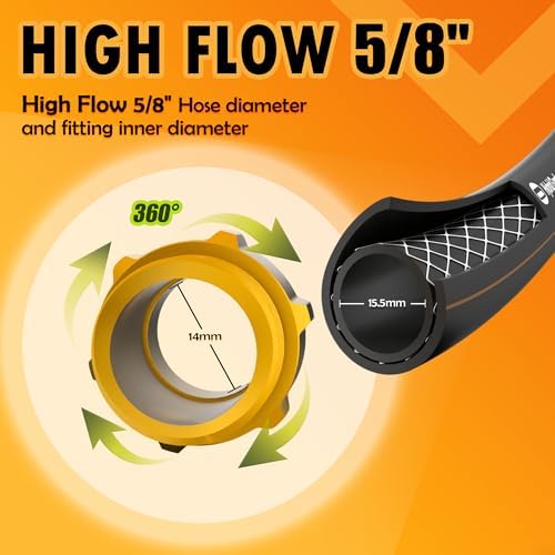 50 ft Garden Hose, 5/8 in Hybrid Rubber, Heavy Duty Water Hoses - Image 2