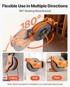 VEVOR Retractable Air Hose Reel, 3/8 Inch x 50 FT Hybrid Air Hose Max 300PSI, Auto Rewind Air-Compressor Hoses Reel with 5 ft Lead in, 180° Swivel Ceiling/Wall Mount for Garage Workshops - Image 5