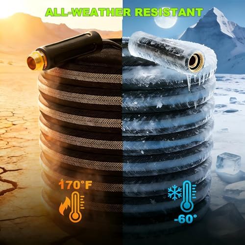 75FT Garden Hose, 2026 New Upgraded Fabric Thickened Non-Expanding Water Hose, Ultra Lightweight & Flexible, Burst-Resistant, Kink-Free Hose 700 PSI for Outside, RV, Yard, 3/4GHT, Black-Gray - Image 4