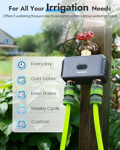 Insoma 2-Zone WiFi Water Timer Brass Inlet Outlet, Smart Sprinkler Timer, No-Gateway 2.4GHz, APP Remote Control WiFi Hose Timers, Voice Control with Alexa, Rain Delay and Manual Mode for Lawn Watering - Image 2