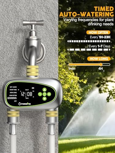 Water Timer for Garden Hose - 2 Zone Sprinkler Controller with Brass Inlet Programmable Hose Timer, Automatic Drip Irrigation System for Yard Lawn Greenhouse - Image 3