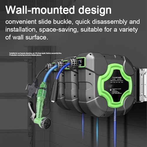 Fully Automatic Telescopic Hose Reel, Hose Roller with 180° Free Rotation Thickened Wall-Mounted, Pull The Tube at Will and It Will Rebound Automatically for Car Wash Garden Irrigation - Image 2