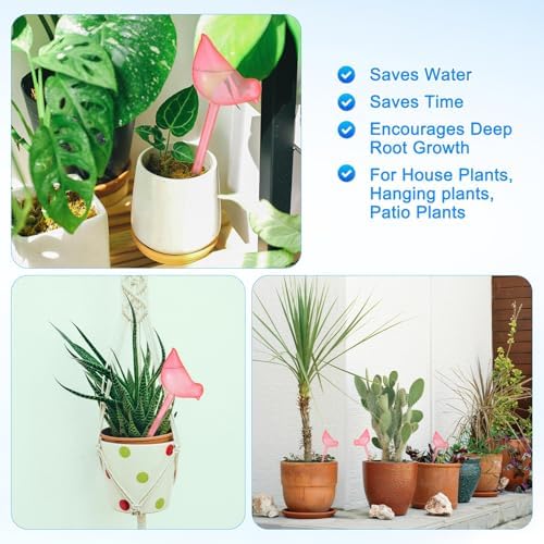 M METERXITY 3-Pack Plant Watering Globes, 9.8 Inch Plastic Bird Shape Self Watering Planter Insert for Indoor/Outdoor Pots, Self Water Devices Decorative Garden Stake [Pink] - Image 6