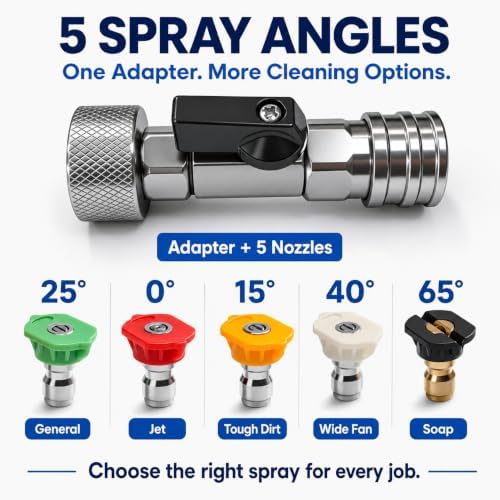 3/4" GHT to 1/4" Quick Connect Adapter Kit with 5 Nozzles & Shut Off Valve - Image 2