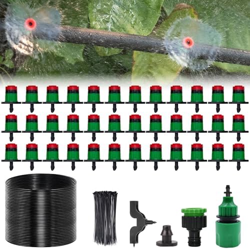 DIY Drip Irrigation Kit with Vortex Emitters - Garden Watering System for Raised Beds, Greenhouse & Containers, Adjustable Misting Nozzles, 1/2 inch 65.6 FT Hose (Irrigation D3) by Unknown