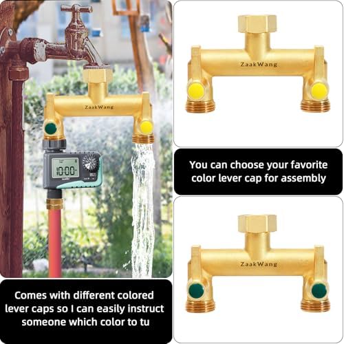 Heavy Duty Brass 2-Way Garden Hose Splitter, 3/4" GHT Threads, Metal Shutoff Valve, Long Handle（2 pack） - Image 6