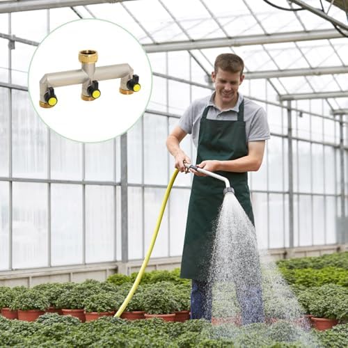3-Way Brass Garden Hose Splitter with Knobs, Valve Water Distributor with 3/4 Brass Valve, Ensures Efficient Water Flow Control, for Automatic Irrigation - Image 2