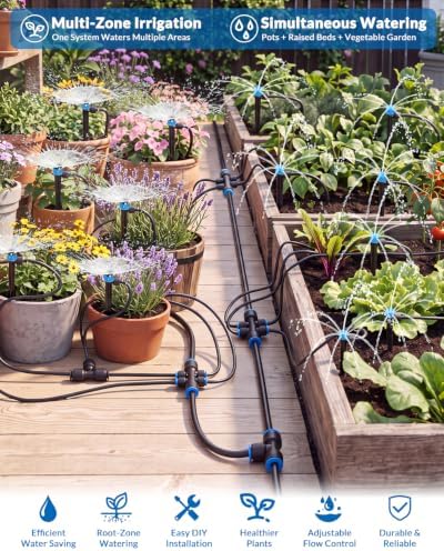 CICKATA 230FT Drip Irrigation System Kit, 20-45 PSI Water Flow Rate 40GPH - Image 3