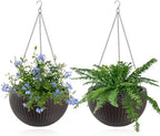 13.4 inch Self-Watering Hanging Planters, 13.4 Inch, Brown, 2 - Image 2