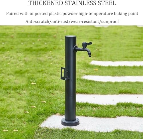Stainless Steel Outdoor Garden Faucet Post, Freestanding Hose Holder Stand with Faucet, Vertical Garden Water Column, Floor Mounted Water Feature Fountain, Antifreeze Fau（B-Height 96cm） - Image 4