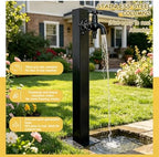 Freestanding Hose Stand Vertical Garden Water Tap, Outdoor Stainless Steel Water Column with Faucet, Freeze Proof Yard Hydrant Spigot for Patio Backyard(Square A,Height: 60cm/23.6in) - Image 5