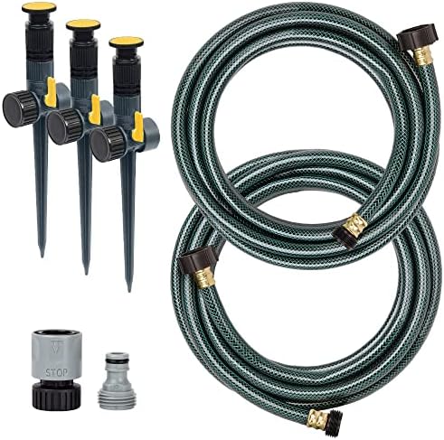 Melnor 65191AMZ Adjustable Spike Set Sprinkler Bundle, Green, Yellow & 65131AMZ Mini Oscillator Sprinkler Bundle, Black, Yellow - Image 2