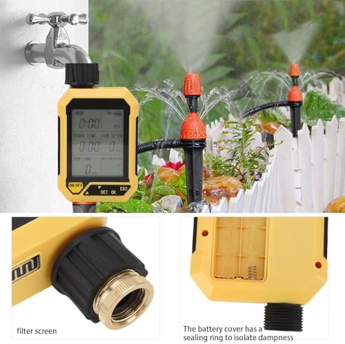 Programmable Water Timer, Digital Irrigation Timer with Rain Delay, Manual Mode, ABS and Brass Construction for Lawn Yard Garden, Outdoor Watering System for Drip Irrigation - Image 5