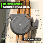 Retractable Garden Hose Reel 1/2 in x130 ft， Wall Mounted Hose Reel - Image 6