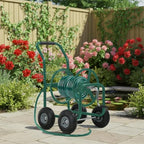 FDW Garden Hose Reel Cart, Water Hose Cart with 4 Wheels, Hold Up to 300 ft of 5/8’’ Hose，Heavy Duty Powder-Coated Steel Planting with Storage Basket, for Garden, Yard and Lawn - Image 2