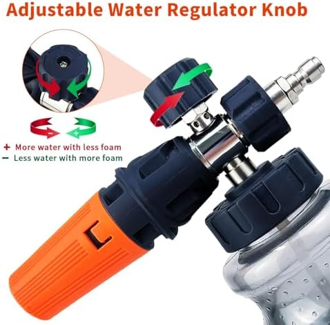Feng Pai Pressure Washer Gun with Foam Cannon and Dual Connector, 7 Pressure Washer Sprayer Nozzles, Double Tip Attachment for Soap Cannon, 1/4" Quick Connect - Image 4
