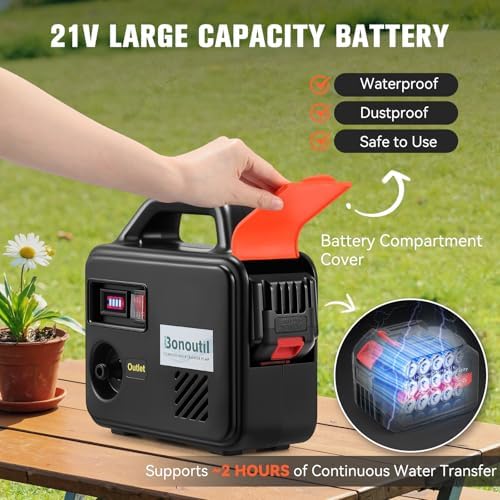 21V Battery Powered Water Pump 240GPH Cordless Water Transfer Pump - Image 2