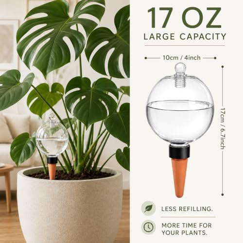 4Pcs Plant Watering Globes, 17oz Self-Watering Bulbs with Terracotta Spikes - Image 3