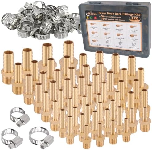 GERGUIRRY 126PCS Brass Hose Barb Fittings Kit, Male Adapter NPT Hose Repair by Gerguirry