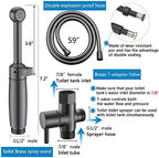 SonTiy Handheld Bidet Toilet Sprayer Gunmetal, Cloth Diaper Sprayer Bathroom Hand Held Jet Spray Bidet Attachment for Toilet with Adjustable Pressure Control, Solid Brass, 7.2" Bidet Wand - Image 4