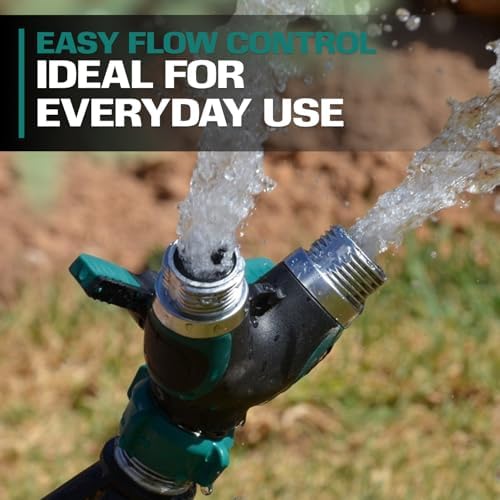 2WAYZ Hose Splitter 2 Way Heavy Duty Outdoor Faucet and Garden Connector - Water Spigot Splitter - Durable All-Metal Y Adapter with Shut-Off Valve - 4 x 4 x 1.5 Inches (Pack of 2) - Image 5