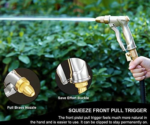 ESOW Heavy Duty Metal Garden Hose Nozzle, High Pressure Water Hose Nozzle with 4 Spray Patterns Rotating, Ideal for Outdoor Lawn & Garden Watering, Car & Pet Washing, Silver - Image 6