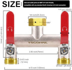 2 Way Hose Splitter, 3/4" GHT Brass Garden Hose Splitter (Red) - Image 2