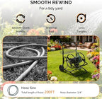 VINGLI 2-Wheel Garden Hose Reel Cart, Freestanding Water Hose Reel for Outside with Heavy Duty Portable Rolling Design Metal, 200FT Capacity for 3/4" Hose for Outdoor Use (Black) - Image 5