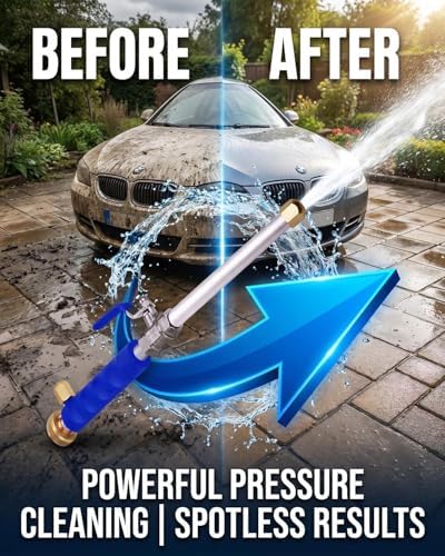 High Pressure Power Hydro Jet, 2-in-1 Garden Hose Nozzle with 2 Spray Modes & Quick Connectors, for Car Patio Pet Garden Cleaning (Blue) - Image 2