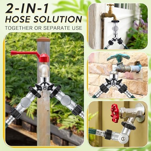 2 Pack 2-Way Garden Hose Splitter with Swivel Connector, 3/4" GHT - Image 2