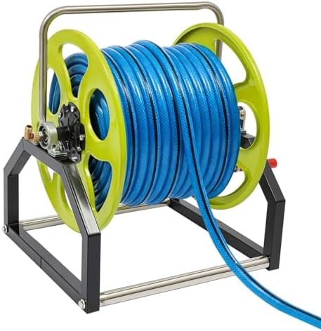 Garden Hose Reel, Heavy Duty Wall/Floor Mount Hose Holder for Outside Yard – Portable Water Hose Reel Cart, Holds 300 Ft of 0.55 Inch Hose, 23.2 x 15.4 x 19.7 Inch by Unknown