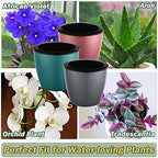 Planterhoma 6.7 Inch Self Watering Pots for Indoor Plants, 6 Packs African Violet Pots, Black Wick Pot with Drainage Holes, Self Watering Planters for Orchid, Devil's Ivy, Silver/Blue/Rose Gold - Image 3