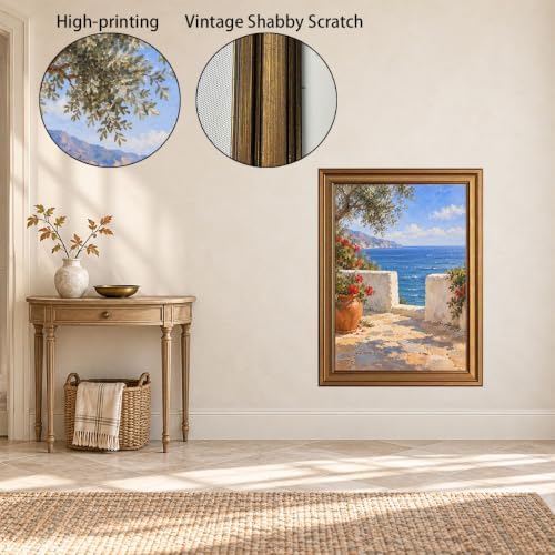 Sea View Between White Stone Walls Gold Framed Poster for Entryway Art - Image 3