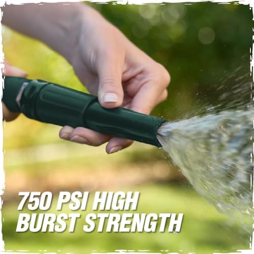 RUGGED RHINO Metal Garden Hose with Spray Nozzle, 50FT, 304 Stainless Steel, 750 PSI Burst Strength, Heavy Duty Flexible Water Hose, Kink Resistant, Leakproof for Yard, Lawn and Outdoor Use, Green - Image 5