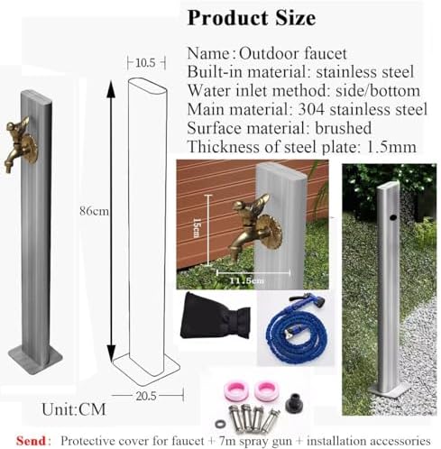 Freestanding Vertical Garden Water Faucet - Anti-Freeze Hose Holder with Lockable Tap for Lawn, Patio, Villa, and Courtyard Irrigation & Washing, Fountain Feature - Image 2