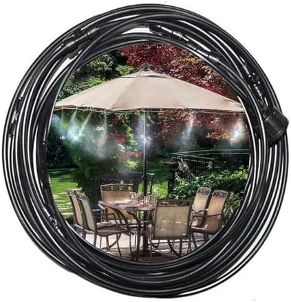Misting Cooling System, Outdoor Mister System for Outside Patio, Mist Irrigation System Kit, Misting Line with Brass Mist Nozzles, for Patio Garden Greenhouse (Size : 9M(29.5ft)-12 nozzles) by Unknown