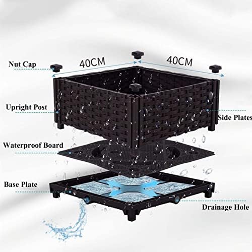 YSUEFIJO Raised Garden Bed Planter Box, Vegetable Flowers Planting Raised Container, Planter Box Indoor Rectangular, Planter Raised Beds W/Drainage Holes, for Outdoor Patio, Deck, Balcony - Image 4