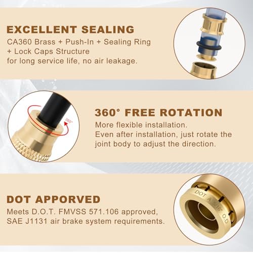 5/16" Straight Brass Union, DOT Approved Air Line Connector 10PCS - Image 5
