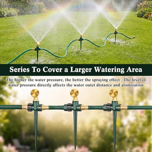Tioncy 4 Pack Metal Lawn Sprinkler for Yard with Brass Nozzle & Aluminum Alloy Spike Base, Adjustable Automatic Garden Sprinkler System with Screen Gasket for Lawn Garden Yard Greenhouse(Green) - Image 5
