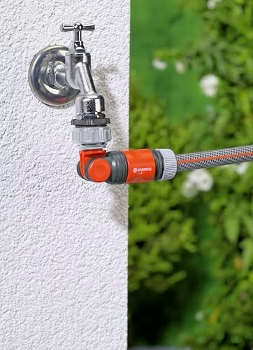 GARDENA Angled Tap Connector: Connector for 26.5 mm (G3/4 Inch) taps with 33.3 mm (G1 Inch) threads and 21 mm (G1/2 Inch) taps with 26.5 mm (G3/4 Inch) threads, rotates and swivels, packaged (2999-20) - Image 5