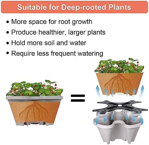 GameXcel Vertical Planter Tower - 5 Tier Stackable Garden Planters with Wheels and Tools Plant Pots for Strawberry Herb Flower and Vegetable Indoor Outdoor Use Gray - Image 3