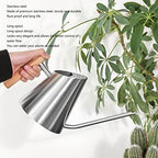 Watering Can, Stainless Steel Strong rustproof Watering can Indoor, Long spout Practical Plant Watering can with Wooden Handle, for Garden[Silvery] - Image 2
